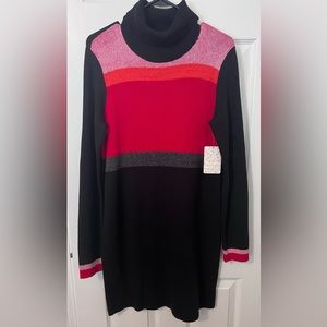 Free people turtle neck color block sweater dress M never worn tags still on